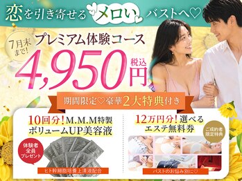 エムエムエム 表参道Luxeサロン(M.M.M)の写真/【医療提携×バストアップ専門店】初回￥4950！育乳&ボリュームケアの先進マシーン2種併用のWケア[完全個室]