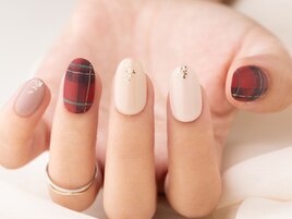 冬チェックネイル