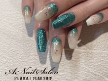 エーネイルサロン プラーカ本店(A-Nail Salon)/　グリーンラメグラデ