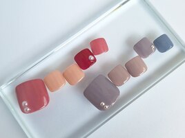 フットジェルネイル/秋/デザイン