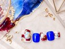 鮮やかブルーと金箔