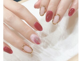 08ネイル(08 nail＆school)/べっ甲かこみネイル☆