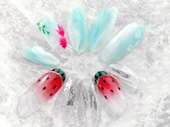 #金魚#スイカ#夏#水滴