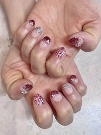 ラメグラデーション×ツイード