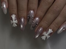 ホランイネイル(HORANGI NAIL)/【Y2K個性派】クロム×筆記体