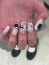 ribbon＆heart nail