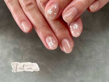 シンプルアート×桜ネイル