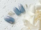 シンプルネイル、ラメ、ストーン