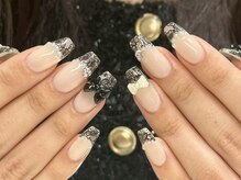 アイネイルズ 新宿店(I nails)/【Aoi】黒レースフレンチ