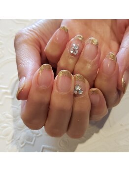 ネイルサロン リスタ(Rista)/ラメフレンチ　Vカットシンプル