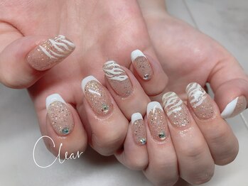 クリア(Clear)/ゼブラ×グリッター×フレンチ