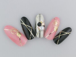 和柄メタリックアートネイル