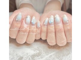 バラ　薔薇ネイル　水色