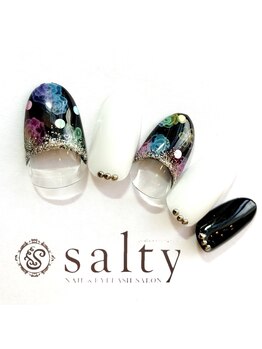 ネイルアンドアイラッシュサロン ソルティ 寺田町(salty)/ぼかしフラワーネイル