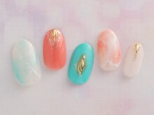 リーブルーム/ターコイズカラー大理石風