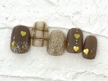 ネイルメゾン 池袋店(NAIL MAISON)/ハートキラキラチェック　¥10550