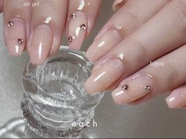 ピンクフレンチ×ビジュー