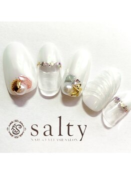 ネイルアンドアイラッシュサロン ソルティ 寺田町(salty)/ホワイトネイル