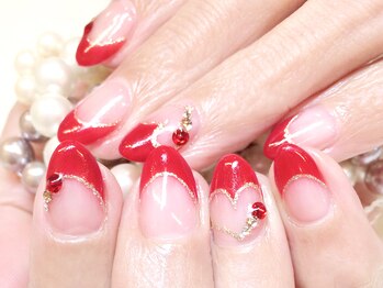 ネイルマジック 仙台一番町店(NAIL MAJIC)/ハ-トフレンチ☆¥8800+スト-ン