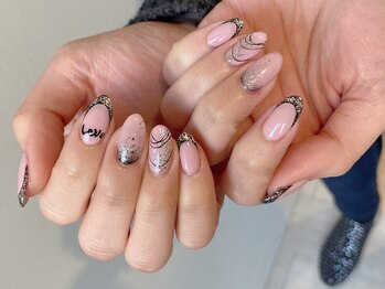 ネイルズ ララ(nails Lala)/pink×Black