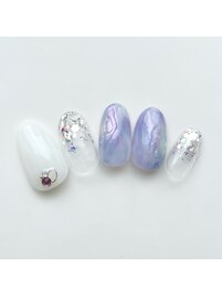 オーロラネイル　梅雨　マーブル