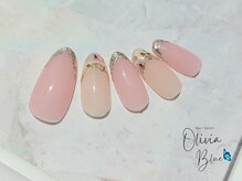 オリビアブルー(Olivia Blue)/押し花フレンチネイル