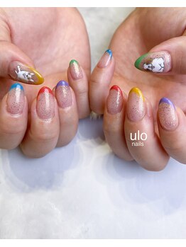 ウロネイルズ(ulo nails)/マルチカラーフレンチと犬ちゃん