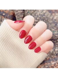 真紅ワンカラーネイル