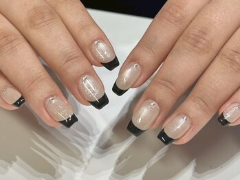 アイネイルズ 新宿店(I nails)/【Aoi】マグネット黒フレンチ