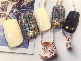 ダークカラーツイードネイル