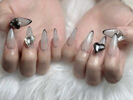 キラキラ、フレンチ、ハート