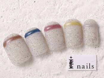 アイネイルズ 新宿店(I nails)/砂ジェルぷっくりライン