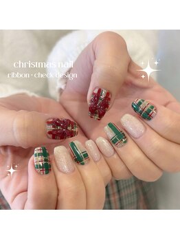 ジュベル 三鷹店(je belle)/チェック柄×リボンネイル