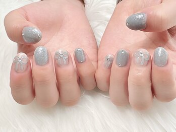 ヒールネイル(heal nail)/blue×ぷくぷくribbon.