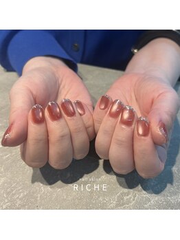 リッシュ(RICHE)/ローズピンクマグ×ラメフレンチ