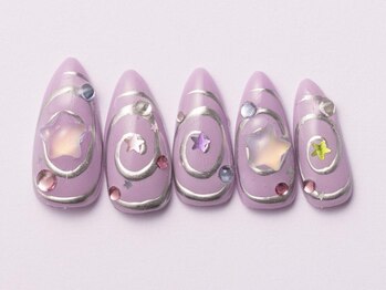ジェミーネイル エビス(Jemiy nail ebisu)/パープルぐるぐる個性派11885yen