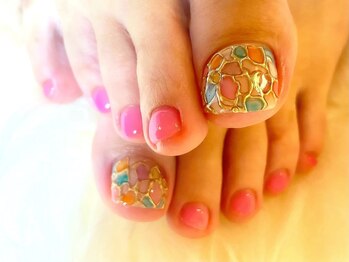 アミュリー ネイル アトリエ(Amury nail atelier)/ピンク シアー ステンドグラス