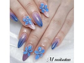 青グラデーション｜フラワー