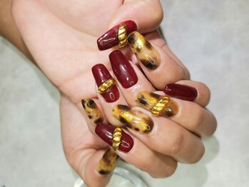 シュガーネイル(sugar nail)/べっ甲&ミラーアレンジネイル