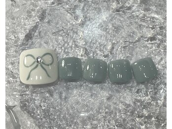 ミュウネイル(miu_nail)/フット/リボン×空色