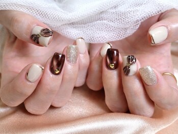 Valentine ribbon nail