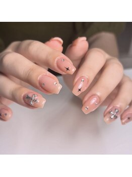 ピンク×メタルネイル