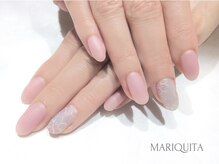 ネイルサロン マリキータ(MARIQUITA)/春くすみピンク☆手書きフラワー