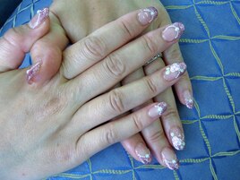 ３Dフラワーのラメフレンチ