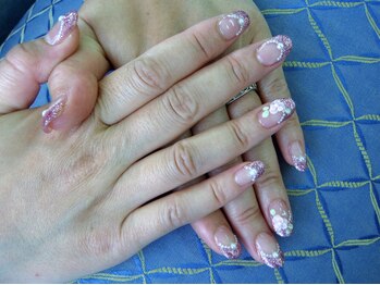 ３Dフラワーのラメフレンチ