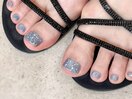 ラメがけフットネイル