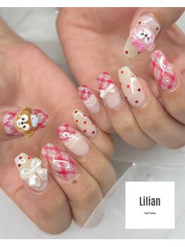 ネイルサロン リリアン(Lilian)/赤チェックネイル