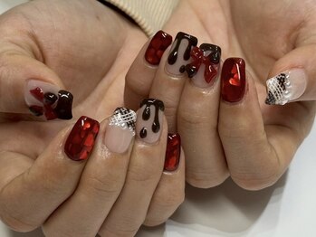 アイネイルズ 新宿店(I nails)/【Aoi】バレンタインリボン