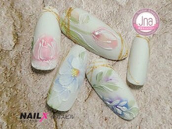 ネイリックス 栄ガスビル(NAILX)/手描きフラワーネイル