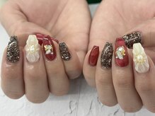 ディーネイル 四条烏丸(D-nail)/森／ぷっくりお花ネイル